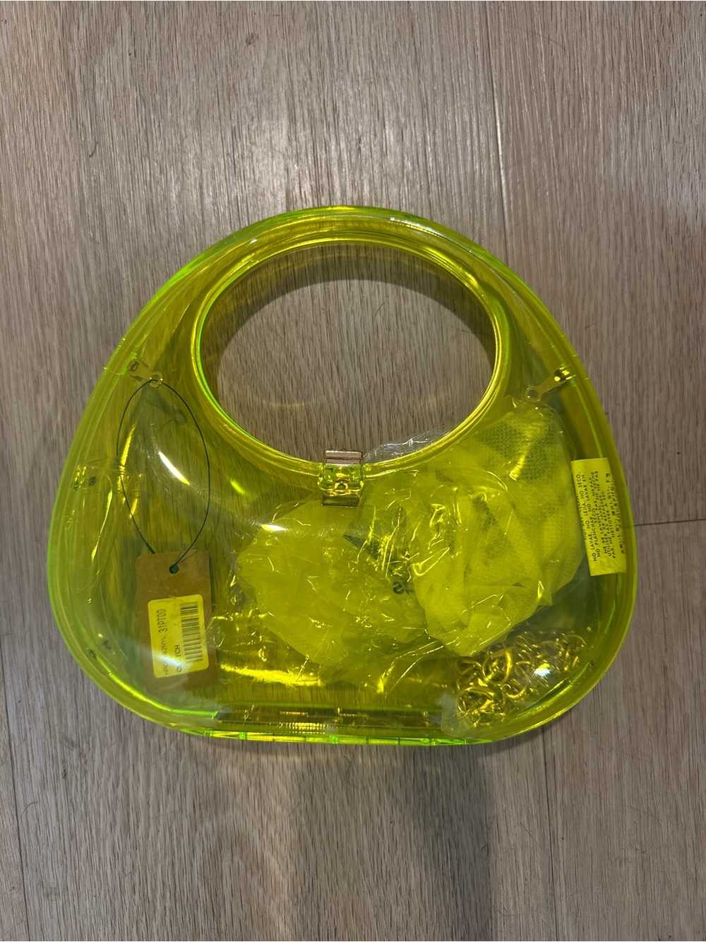 Clear Neon Yellow Handbag Tote - Women Bags